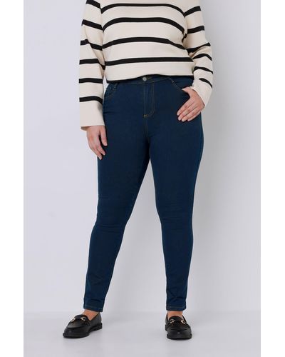 Evans High Waisted Skinny Jeans - Blue
