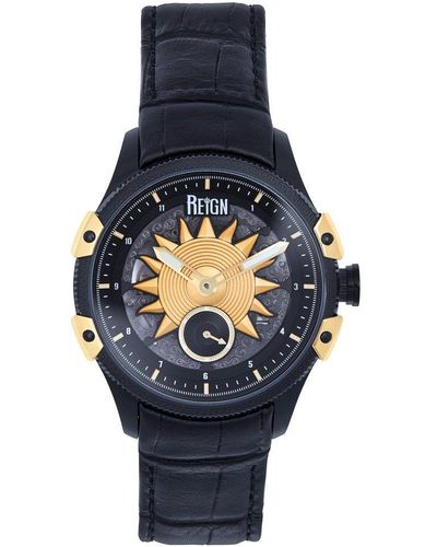 Reign Solstice Automatic Semi-skeleton Watch - Black/gold - Blue