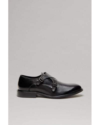 Burton Premium Leather Monk Shoes - Grey