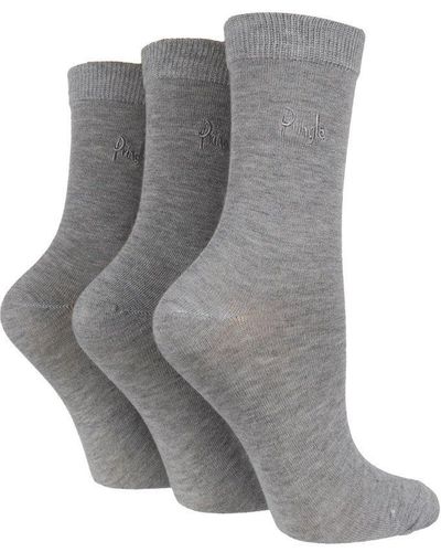 Pringle of Scotland 3 Pair Pack Modal Blend Plain Crew Socks - Grey