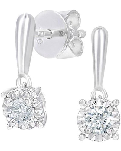 Jewelco London 18ct White Gold Round 20pts Diamond Solitaire Drop Earrings - Pe0axl5748w18