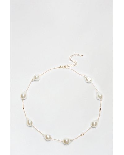 Wallis Pearl Drop Gold Necklace - White