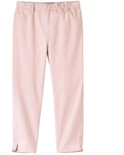 Atlas for women Stretch Elasticated Waist Cropped Trousers - Pink