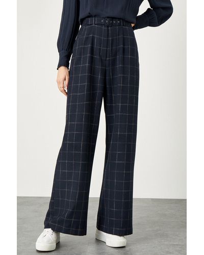Monsoon 'charlie' Check Belted Trousers - Blue