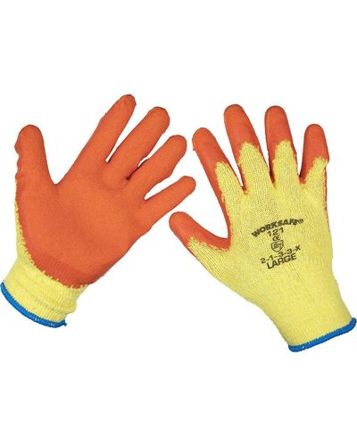 Loops Pair Knitted Work Gloves With Latex Palm - Large - Improved Grip - Breathable - Orange