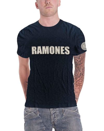 Ramones Presidential Seal Applique T Shirt - Blue