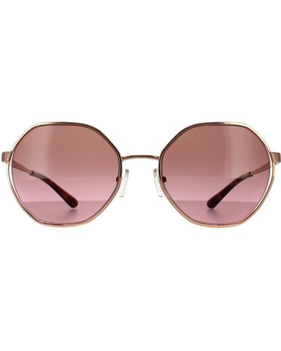 Michael Kors Round Rose Gold Brown Pink Gradient Sunglasses