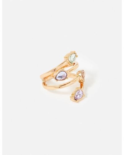 Accessorize Crystal Gem Wrap Ring - White