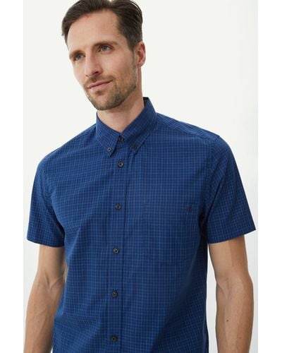 MAINE Fine Grid Check Shirt - Blue