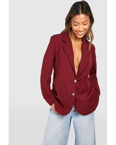 Boohoo Basic Double Button Single Breasted Oversized Blazer - Red