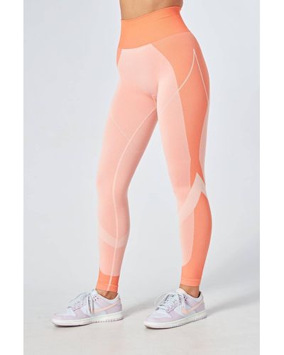 Twill Active Recycled Colour Block Body Fit Legging - Coral - White