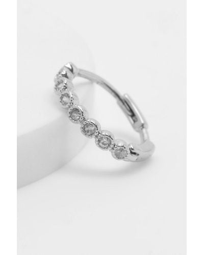 Boohoo Stainless Steel Diamante Chain Helix Earring - Metallic