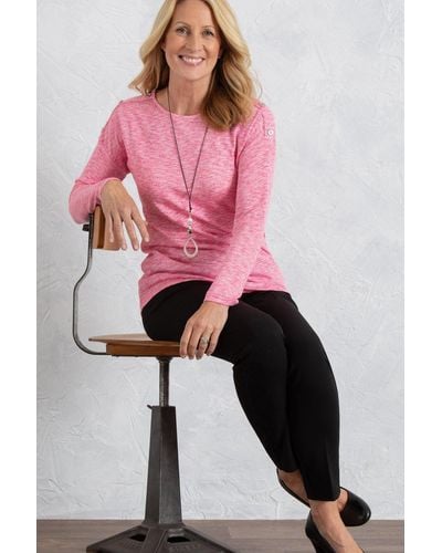 Anna Rose Shimmer Knit Top With Necklace - Pink