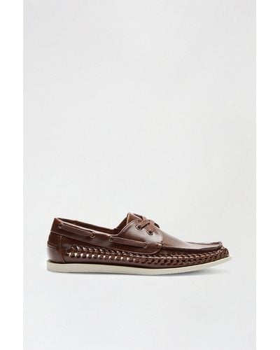 Burton Brown Leather Look Boat Shoes