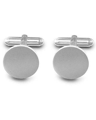 Jewelco London Sterling Silver Round Disc T-shape Cufflinks 17mm - Acl003 - Metallic