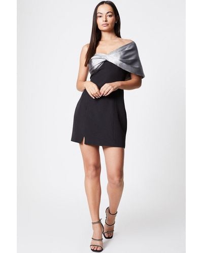 Coast Sparkle Jacquard Twist Front Mini Dress - Black
