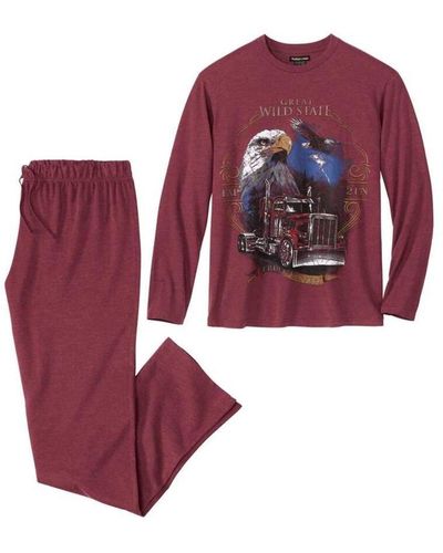 Atlas For Men Great Wild State Long-sleeved Pyjama Set - Red
