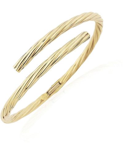 Jewelco London 9ct Gold Oval-tube Crossover Bangle Bracelet - Metallic