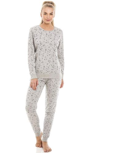 CAMILLE Star Print Lightweight Jersey Pyjama Set - Grey