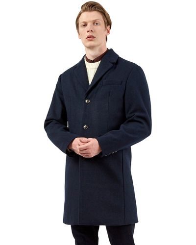 Ben Sherman Wool-blend Overcoat - Blue