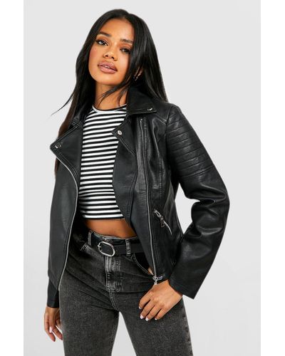 Boohoo Faux Leather Moto Jacket - Black