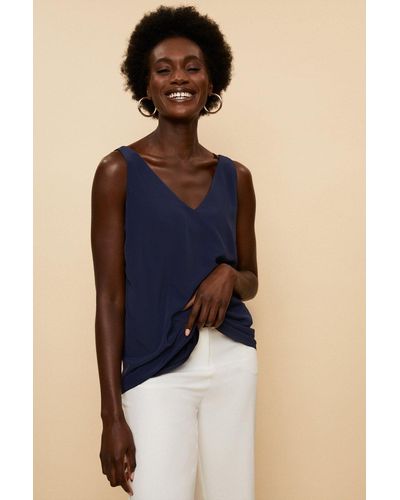 Wallis Petite V Neck Cami Top - Blue