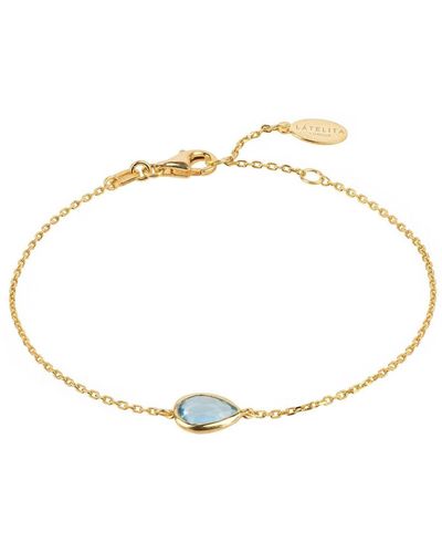 LÁTELITA London Pisa Mini Teardrop Bracelet Gold Blue Topaz - White
