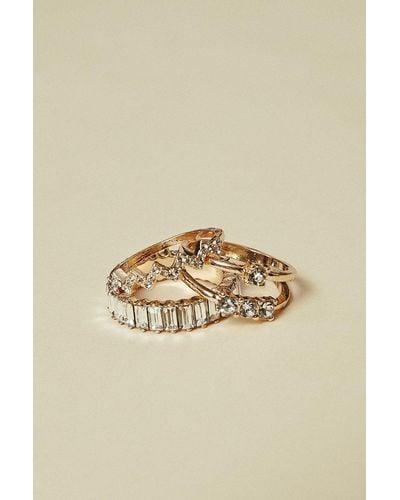 Oasis Bagette Embellished Ring Set - Natural
