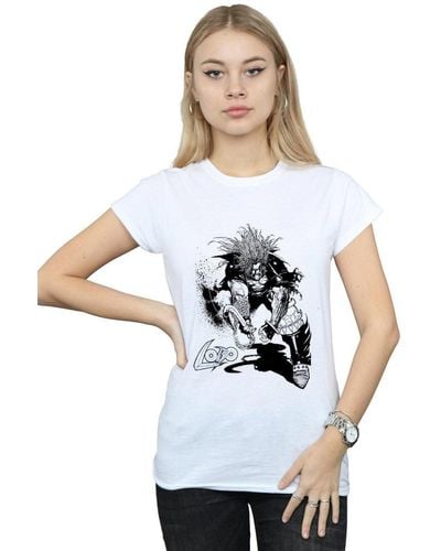 Dc Comics Lobo Sketch Cotton T-shirt - White