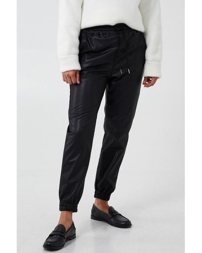 Blue Vanilla Relaxed Faux Leather Joggers - Black