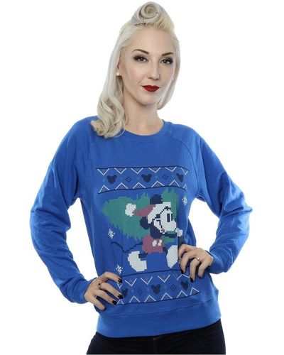 Disney Mickey Mouse Christmas Tree Sweatshirt - Blue
