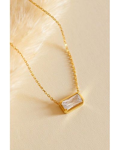 MUCHV Gold Baguette Stone Necklace - Natural
