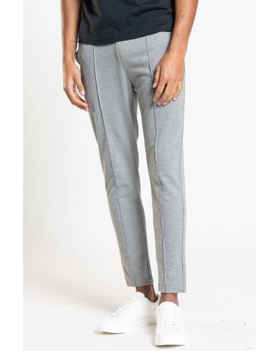 Jameson Carter 'grove' Textured Trousers With Front Seam - Grey