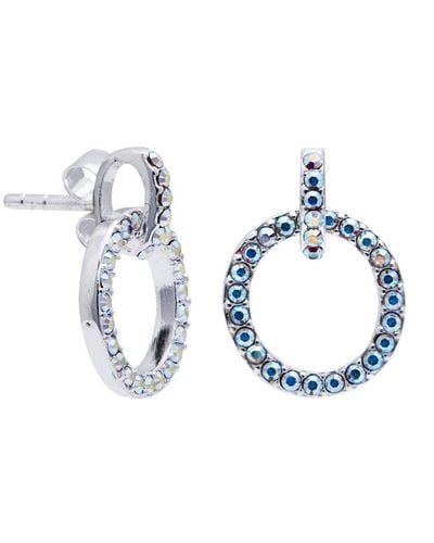 Simply Silver Sterling Silver 925 Embellished With Crystals Open Stud Earrings - Blue