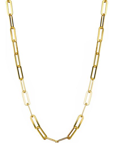The Fine Collective Gold Plated Sterling Silver Polished Paperclip Necklace - Metallic