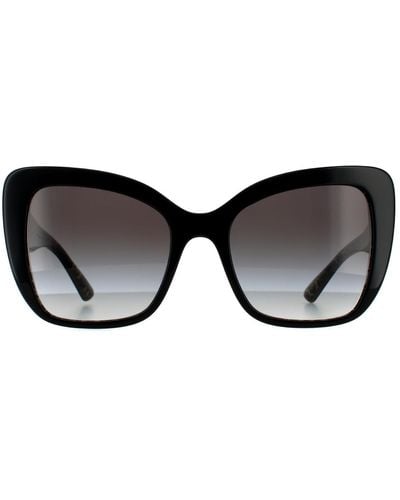 Dolce & Gabbana Cat Eye Black Damasco Glitter Black Black Grey Gradient Sunglasses