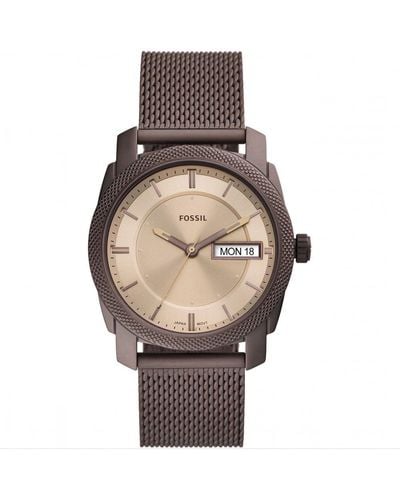Fossil Machine Plated Stainless Steel Fashion Analogue Quartz Watch - Fs5936 - Brown