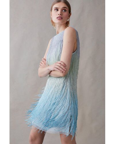 Ombre Mesh Bandeau Midi Dress