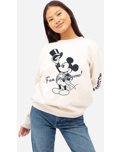 Disney Mickey Mouse Showtime Womens Crew Sweatshirt - White