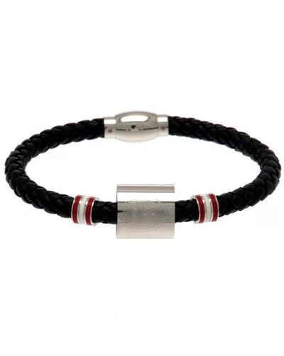 Arsenal Fc Colour Ring Leather Bracelet - Black