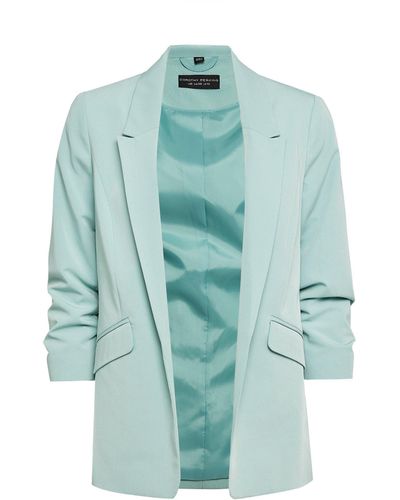 Dorothy Perkins Seafoam Green Ruched Sleeve Jacket - Blue