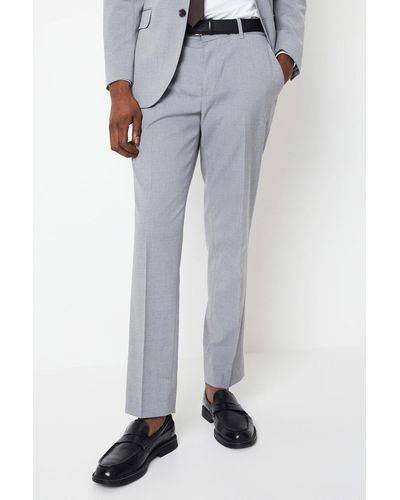 Burton Tailored Fit Light Grey Essential Suit Trousers - Natural