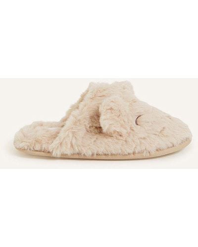 Accessorize Teddy Mule Slippers - Natural