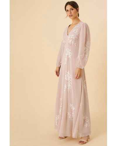 Monsoon 'sammie' Embroidered Maxi Dress - Natural