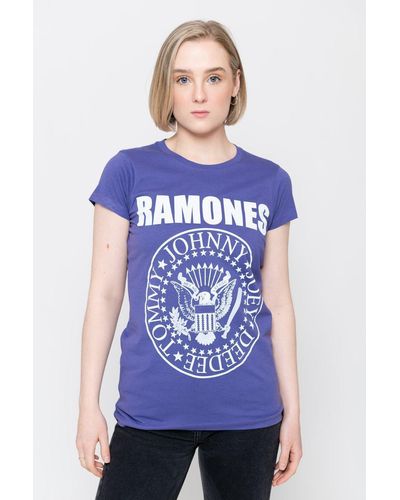 Ramones Presidential Seal Skinny Fit T Shirt - Blue