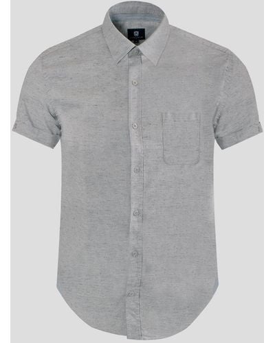 Steel & Jelly Light Grey Textured Slim Fit Short Sleeve Shirt