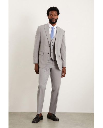 Burton Plus Tailored Fit Light Grey Essential Suit Trousers - Natural