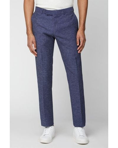 Limehaus Speckle Texture Slim Fit Suit Trousers - Blue