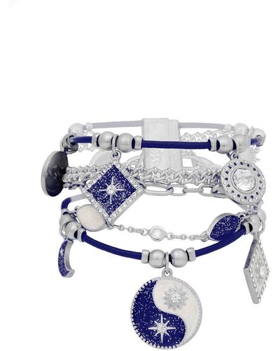 Bibi Bijoux Silver And Navy 'night & Day' Charm Bracelet - Blue