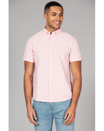 Tokyo Laundry Cotton Short Sleeved Button-up Oxford Shirt - Pink